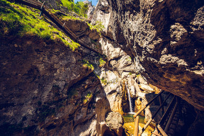 Low angle view of rock formation on mountain