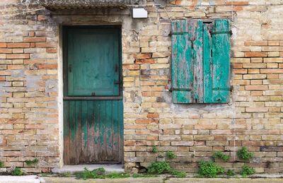 Closed blue door