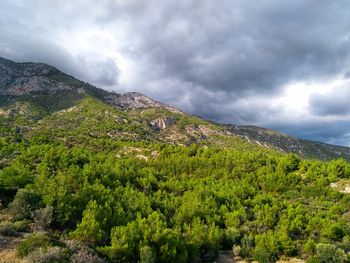 Scenic view of mountains against sky