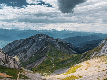 Scenic view of mountains against sky