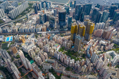 Aerial view of buildings in city