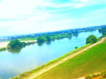 Scenic view of lake against sky