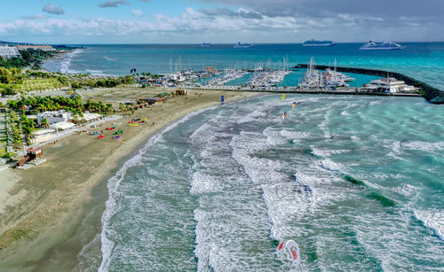 High angle view of sea against sky