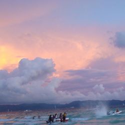 Scenic view of sea at sunset