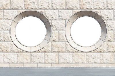 Low angle view of brick wall of building