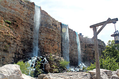 Low angle view of waterfall