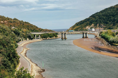 Bridge over river against sky