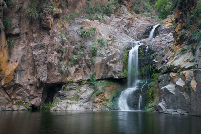 Scenic view of waterfall