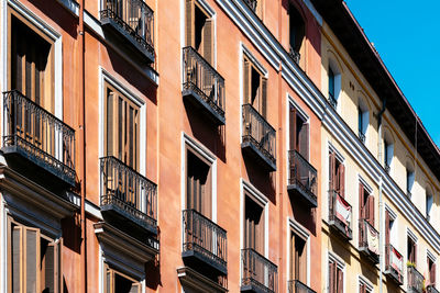 Old colorful and beautiful facades in old town of madrid