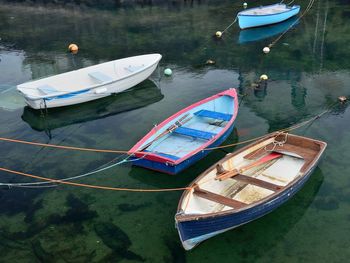 High angle view of boat in lake