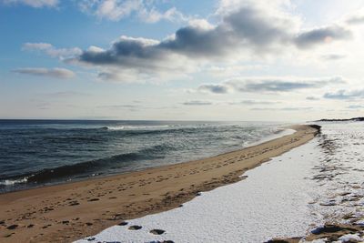 Scenic view of beach against sky