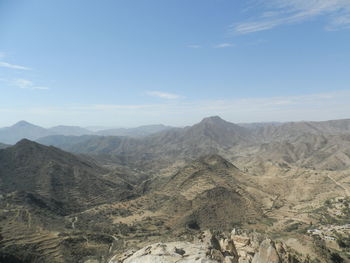 Scenic view of mountains against sky