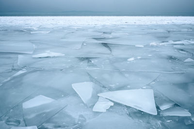 High angle view of frozen sea