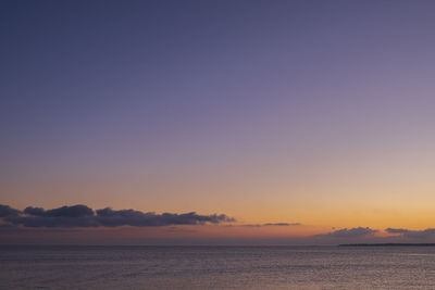 Scenic view of sea against clear sky during sunset