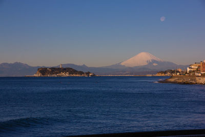 Scenic view of sea against clear sky