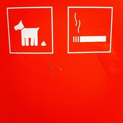 Close-up of red sign on wall