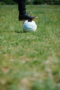 Low section of person on field