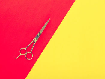 Close-up of colored pencils over red background