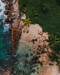 High angle view of sea in seychelles