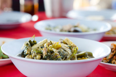 Close-up of meal served in bowl