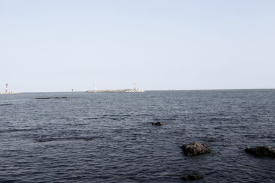 Scenic view of sea against clear sky