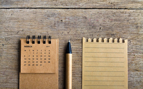 High angle view of pen on table