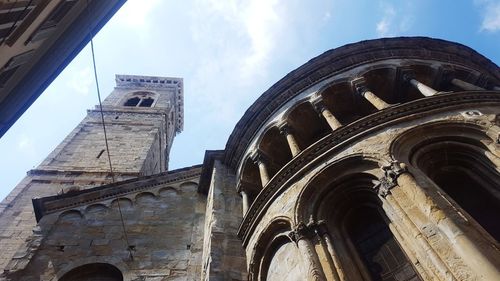 Low angle view of old building against sky