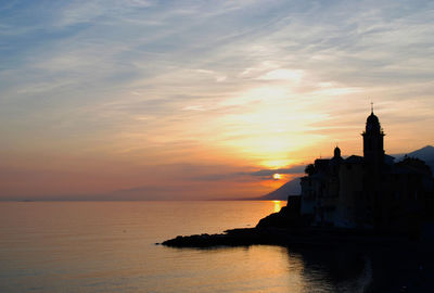 Scenic view of sea at sunset