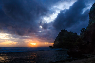 Scenic view of sea against sky during sunset