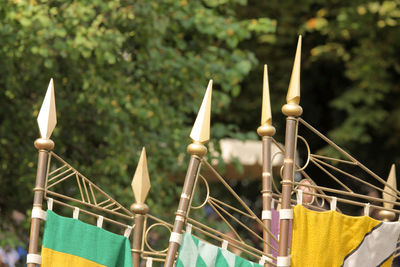 Close-up of clothes hanging on clothesline