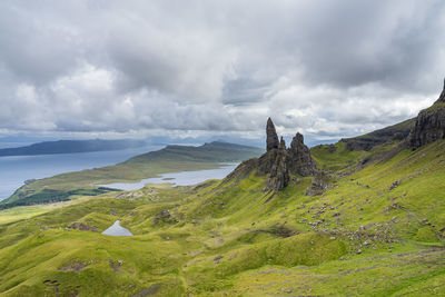 Scenic view of land against sky