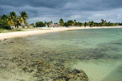 Scenic view of beach against sky