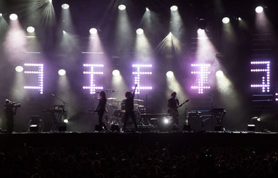 People enjoying music concert at night