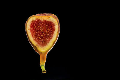 Close-up of apple against black background