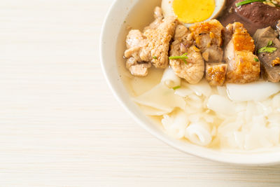 High angle view of food in bowl on table