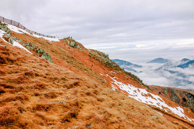 Scenic view of mountains against sky