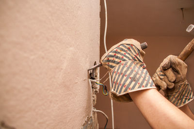 Flat renovation, master real channels in the wall where you need to pull cable for power