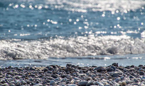 Surface level of stones on beach