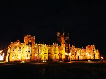 Illuminated building at night