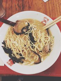 Close-up of noodles served in plate