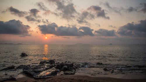 Scenic view of sea against sky during sunset