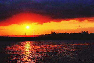 Scenic view of sea during sunset