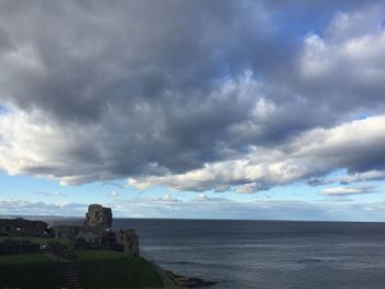 Scenic view of sea against cloudy sky