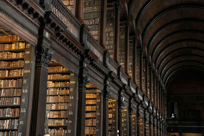 Low angle view of books in building