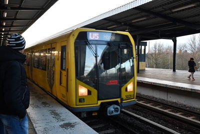 Train on railroad station platform