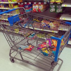 High angle view of multi colored candies in store