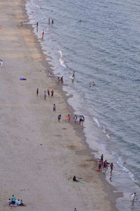 High angle view of people at beach