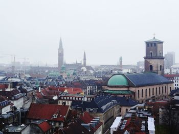 High angle view of buildings in city