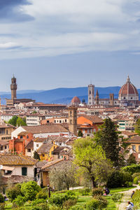 View of the beautiful city of florence from the giardino delle rose in an early spring day