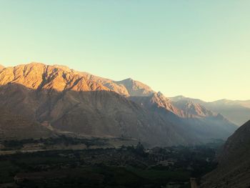 Scenic view of mountains against clear sky